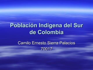 Población Indígena del Sur de Colombia Camilo Ernesto Sierra Palacios 70017 