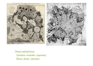 Planos radiocéntricos
 Camberra –Australia- (izquierda)
 Moscú –Rusia- (derecha)
 