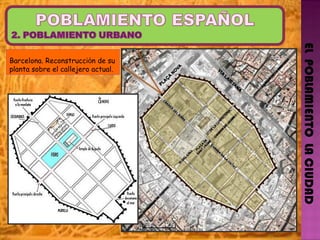EL  POBLAMIENTO  LA CIUDAD Barcelona. Reconstrucci ó n de su planta sobre el callejero actual. 