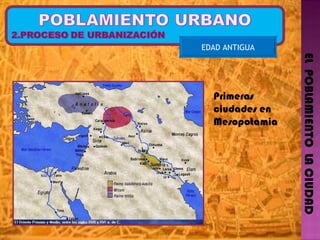 EL  POBLAMIENTO  LA CIUDAD EDAD ANTIGUA Primeras ciudades en Mesopotamia 