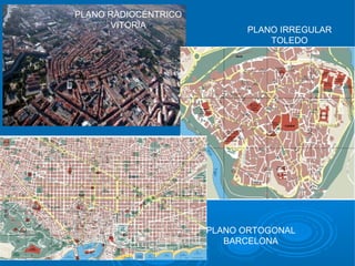 PLANO RADIOCÉNTRICO
      VITORIA
                            PLANO IRREGULAR
                                TOLEDO




                      PLANO ORTOGONAL
                         BARCELONA
 
