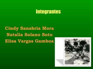 Integrantes   Cindy Sanabria Mora Natalia Solano Soto Elisa Vargas Gamboa 