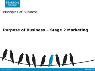 Principles of Business 
Purpose of Business – Stage 2 Marketing 
 