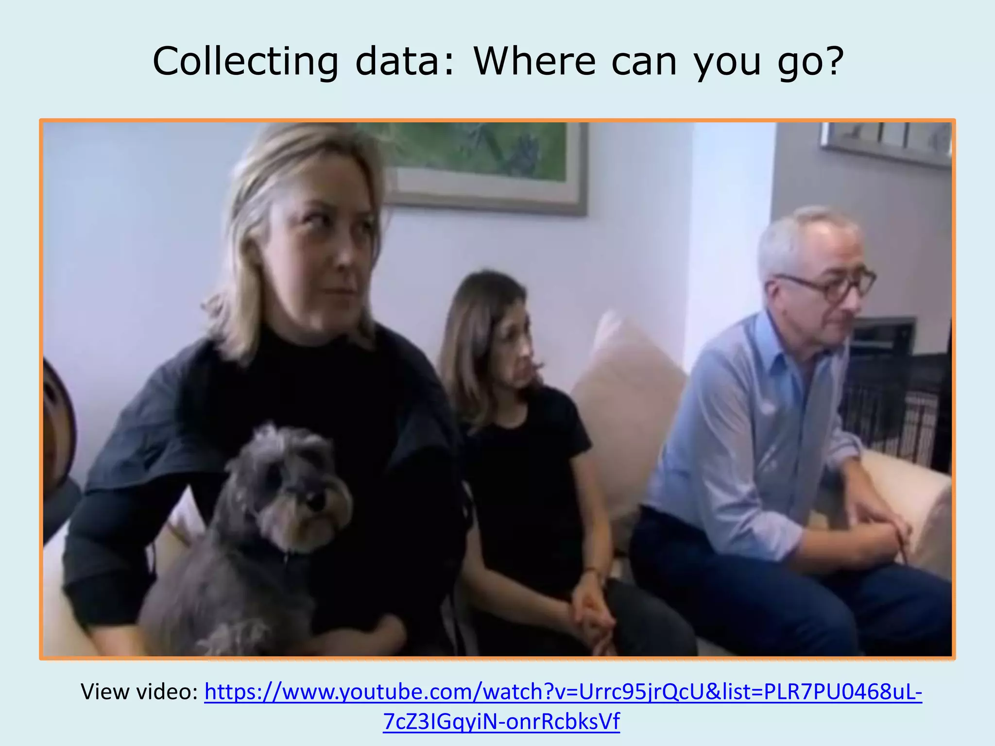 Collecting data: Where can you go? 
View video: https://www.youtube.com/watch?v=Urrc95jrQcU&list=PLR7PU0468uL- 
7cZ3IGqyiN-onrRcbksVf 
 