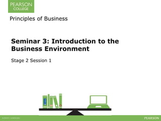 Seminar 3: Introduction to the
Business Environment
Stage 2 Session 1
Principles of Business
 