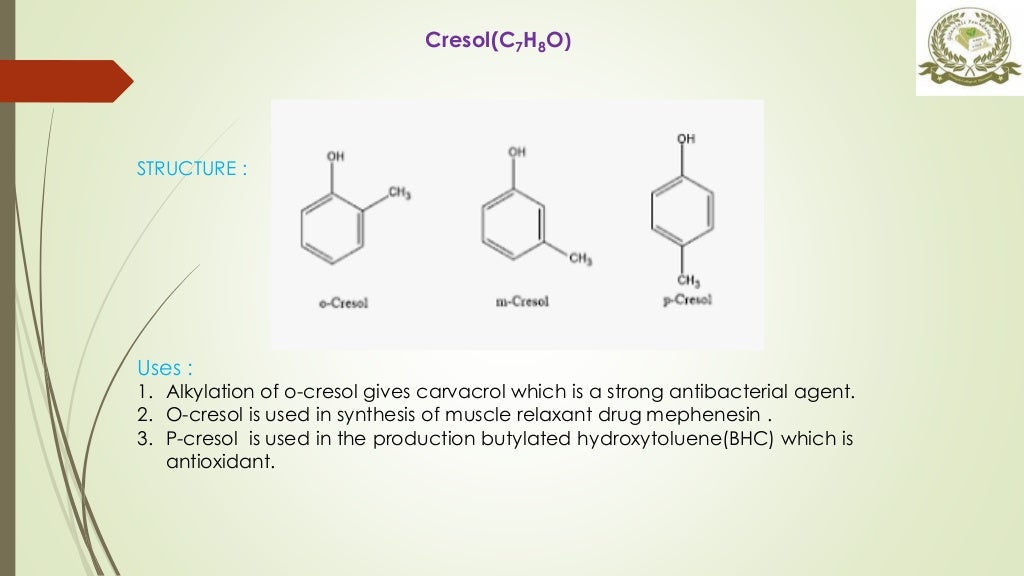 Structure and uses of Phenol,Cresol,resorcinol and Naphthol