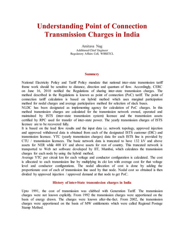Power Grid's InterState transmission charges in India PDF