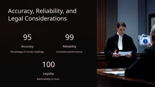 Accuracy, Reliability, and
Legal Considerations
95
Accuracy
Percentage of correct readings.
99
Reliability
Consistent performance.
100
Legality
Admissibility in court.
 