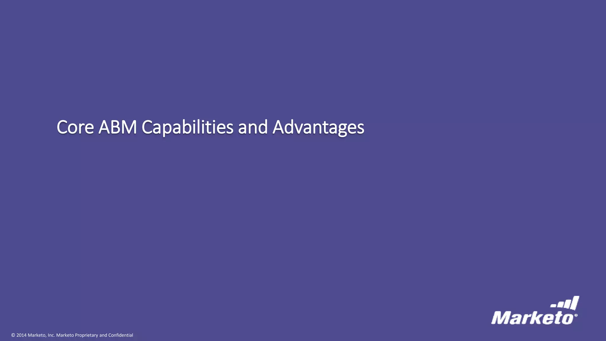 © 2014 Marketo, Inc. Marketo Proprietary and Confidential
Core ABM Capabilities and Advantages
 