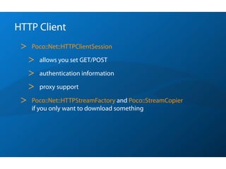 Poco Client/server Application C Code POCO C++ Libraries Intro and Overview | PDF