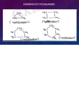 EXAMPLES OF CYCLOALKANES:
 