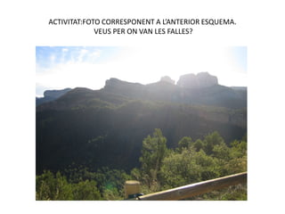ACTIVITAT:FOTO CORRESPONENT A L’ANTERIOR ESQUEMA.
             VEUS PER ON VAN LES FALLES?
 