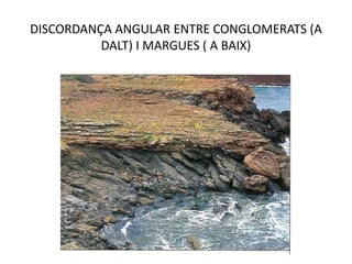 DISCORDANÇA ANGULAR ENTRE CONGLOMERATS (A
          DALT) I MARGUES ( A BAIX)
 