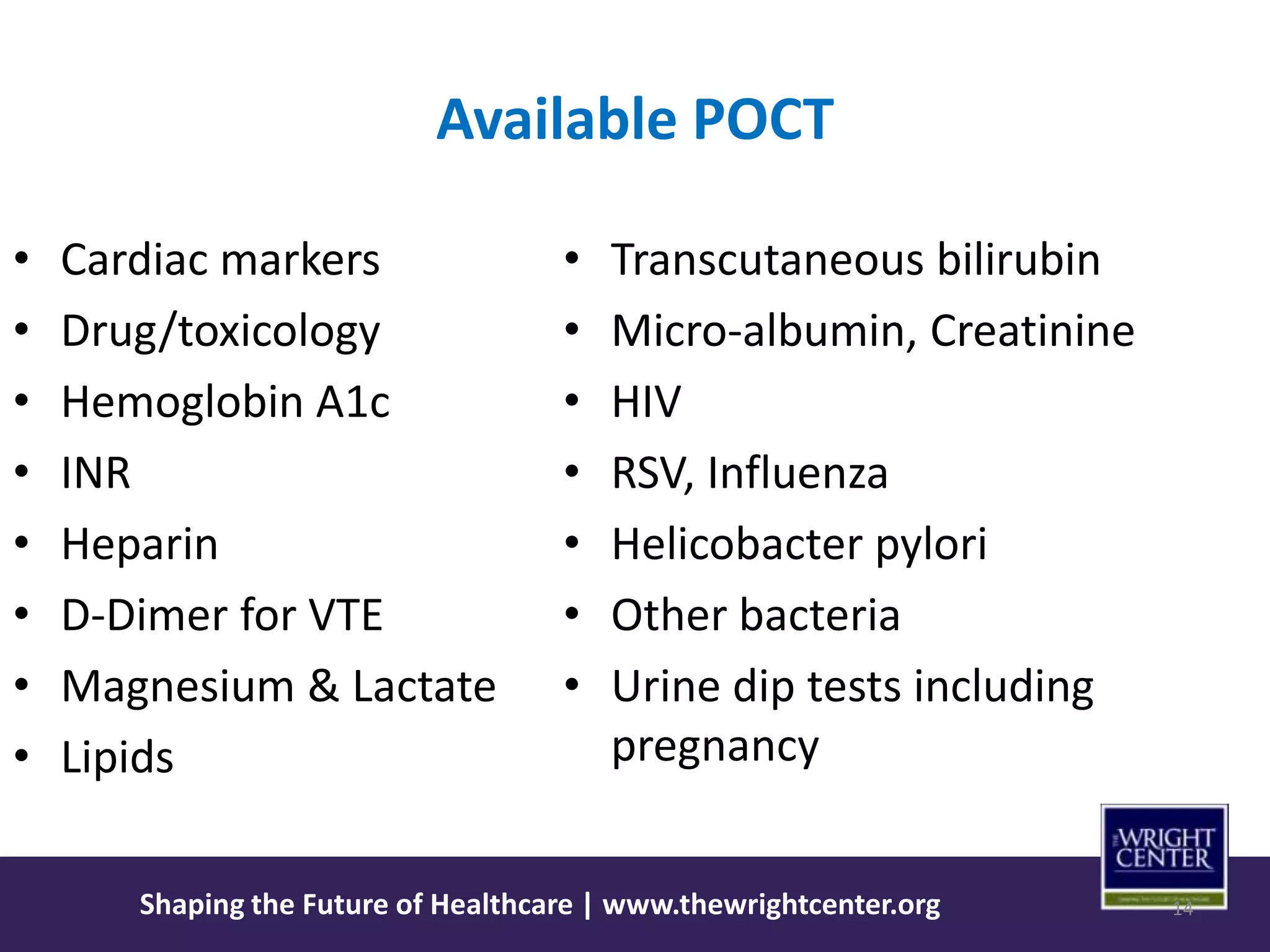 Point of Care Testing for Enhancing Patient Centered Planned Care ...