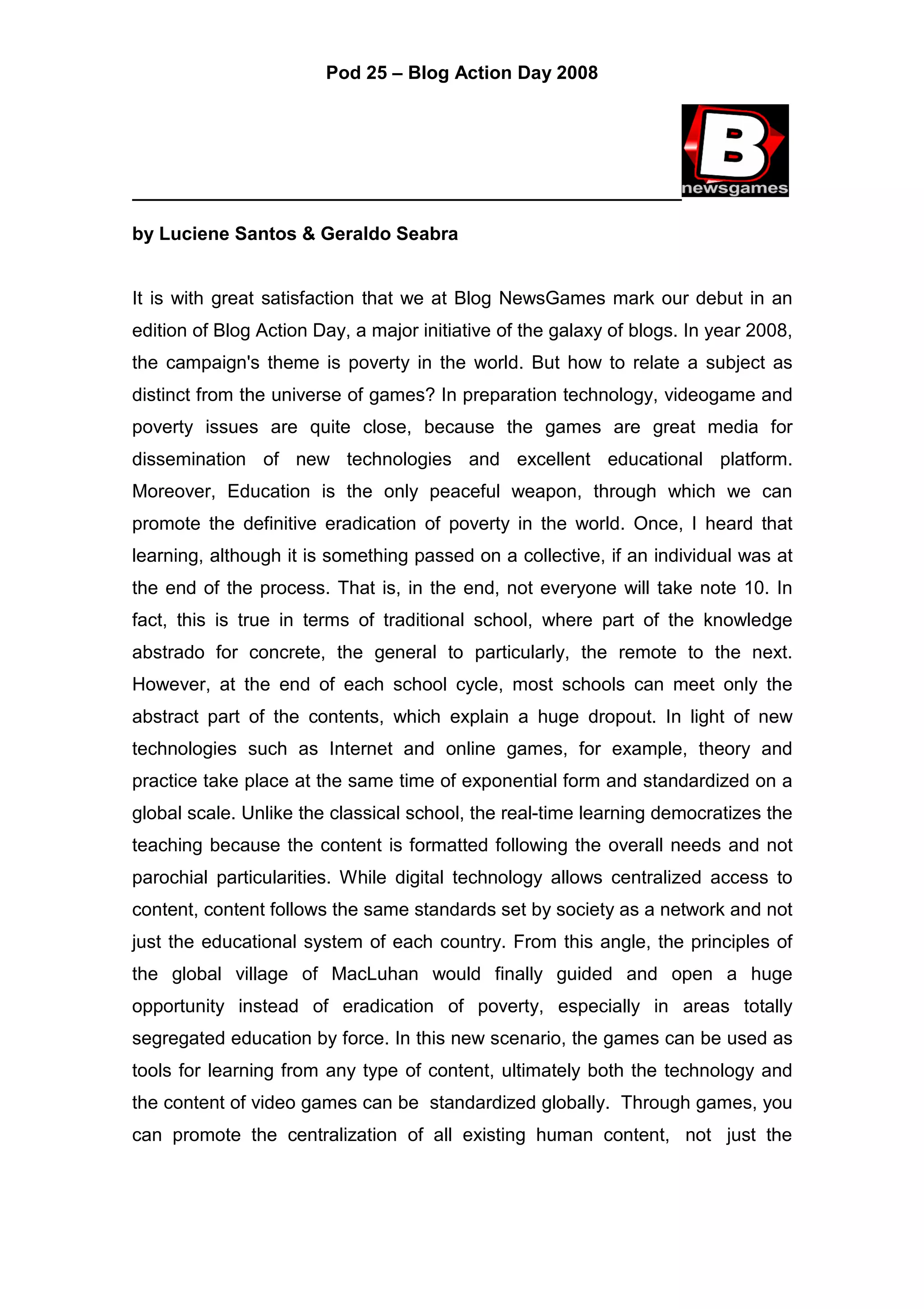 Podcast 25 - Blog Action Day 2008