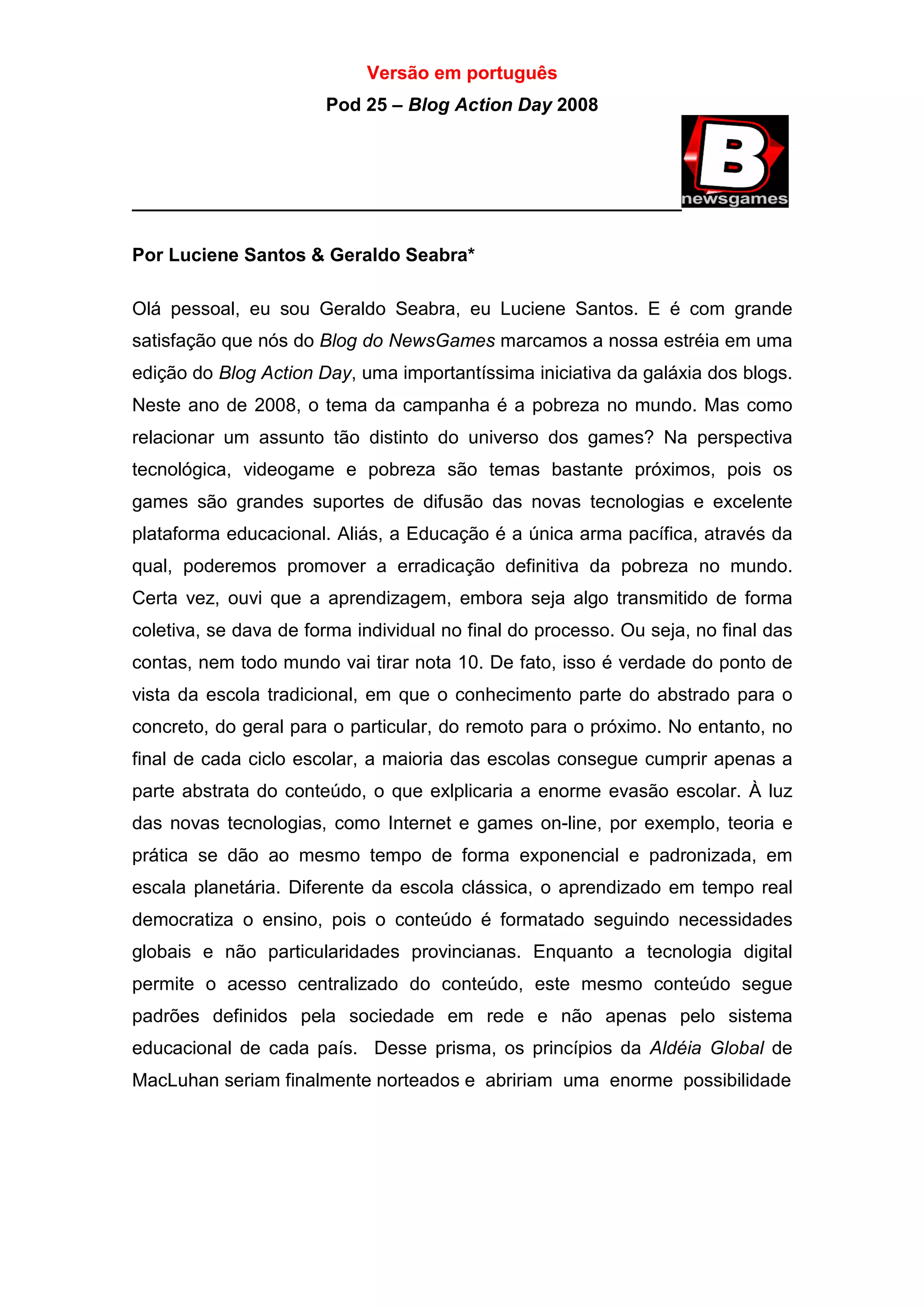 Podcast 25 - Blog Action Day 2008