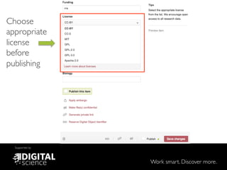 Work smart. Discover more.
Supported by
Choose
appropriate
license
before
publishing
 