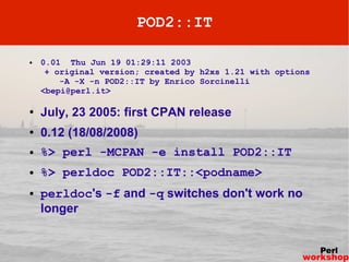 POD2::* and Perl translation documentation project Slide 10