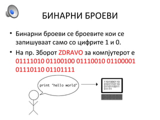 Училишен распоред на часови
Разгледај го распоредот на часови и одговори на прашањата:
1.Дали препознаваш податоци во табелата?
2.Дали можеме да ги групираме податоците?
3.Какви видови податоци се користени во табелата?
4.Кои информации можеме да ги дознаеме од табелата? Напиши 3!
5.Што ќе се случи ако податоците во распоредот на часови се измешаат –
часовите, деновите, редоследот, мегу себе....?
 