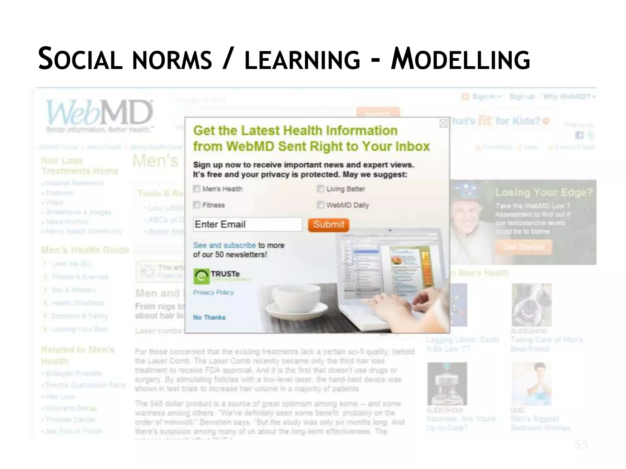 SOCIAL NORMS / LEARNING - MODELLING




                                      55
 