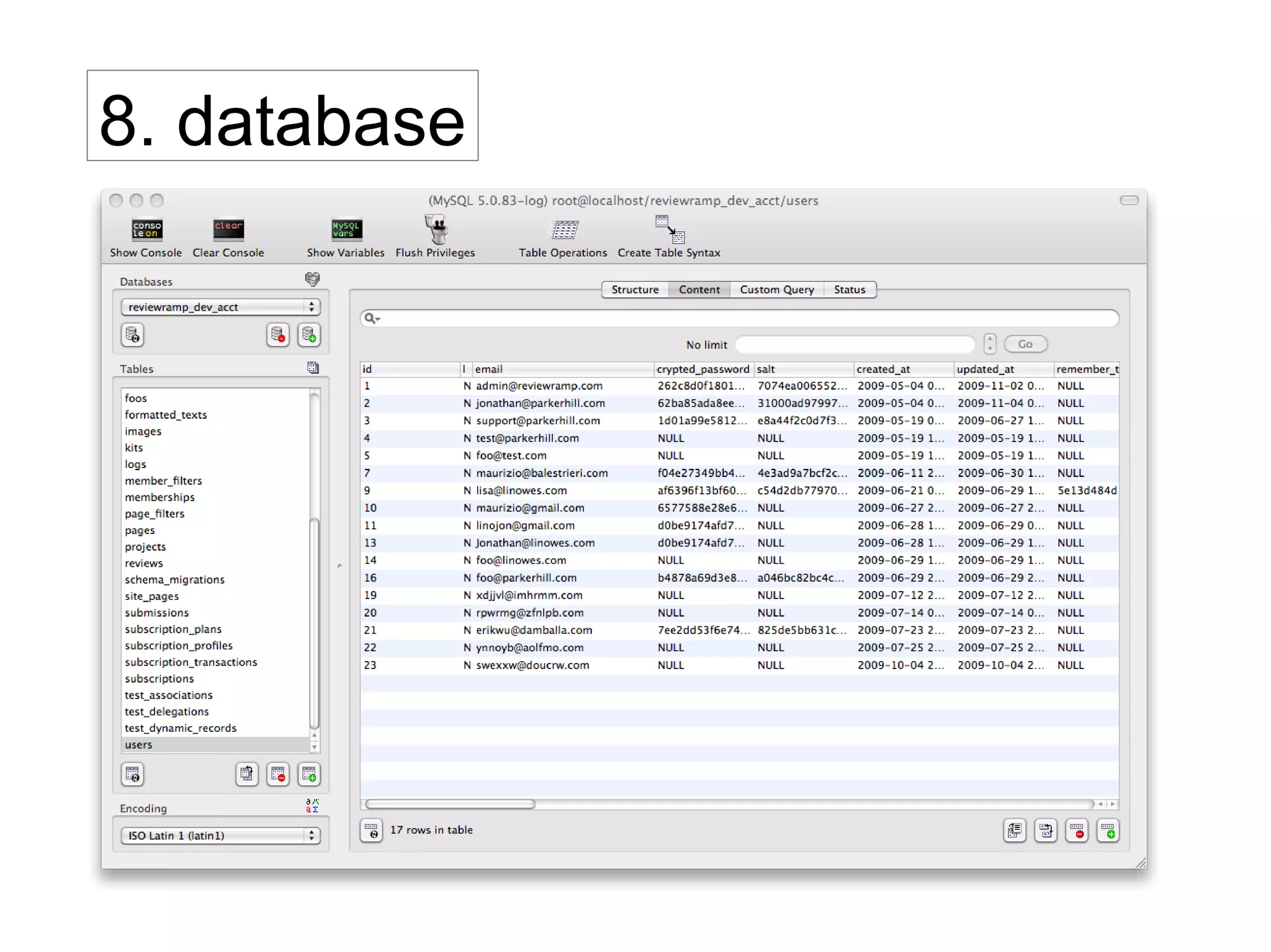8. database
 