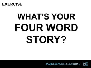 WHAT’S YOUR
FOUR WORD
STORY?
EXERCISE
 