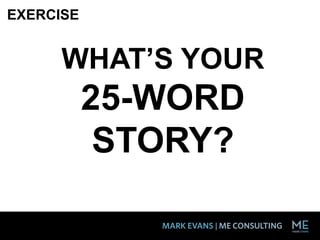 WHAT’S YOUR
25-WORD
STORY?
EXERCISE
 