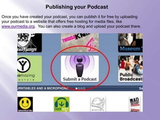    Podcast content What do you need to create a podcast?  A microphone