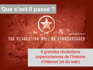 Que s’est-il passé ?
4 grandes révolutions
coperniciennes de l’histoire
d’internet (et du web)
25
 