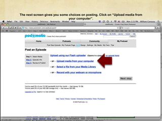 The next screen gives you some choices on posting. Click on “Upload media from your computer”.