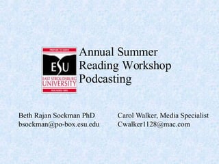 Annual Summer Reading Workshop Podcasting 