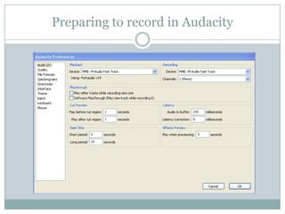 Preparing to record in Audacity