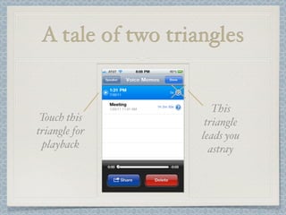 A tale of two triangles


                      This
 Touch this         triangle
triangle for       leads you
  playback           astray
 