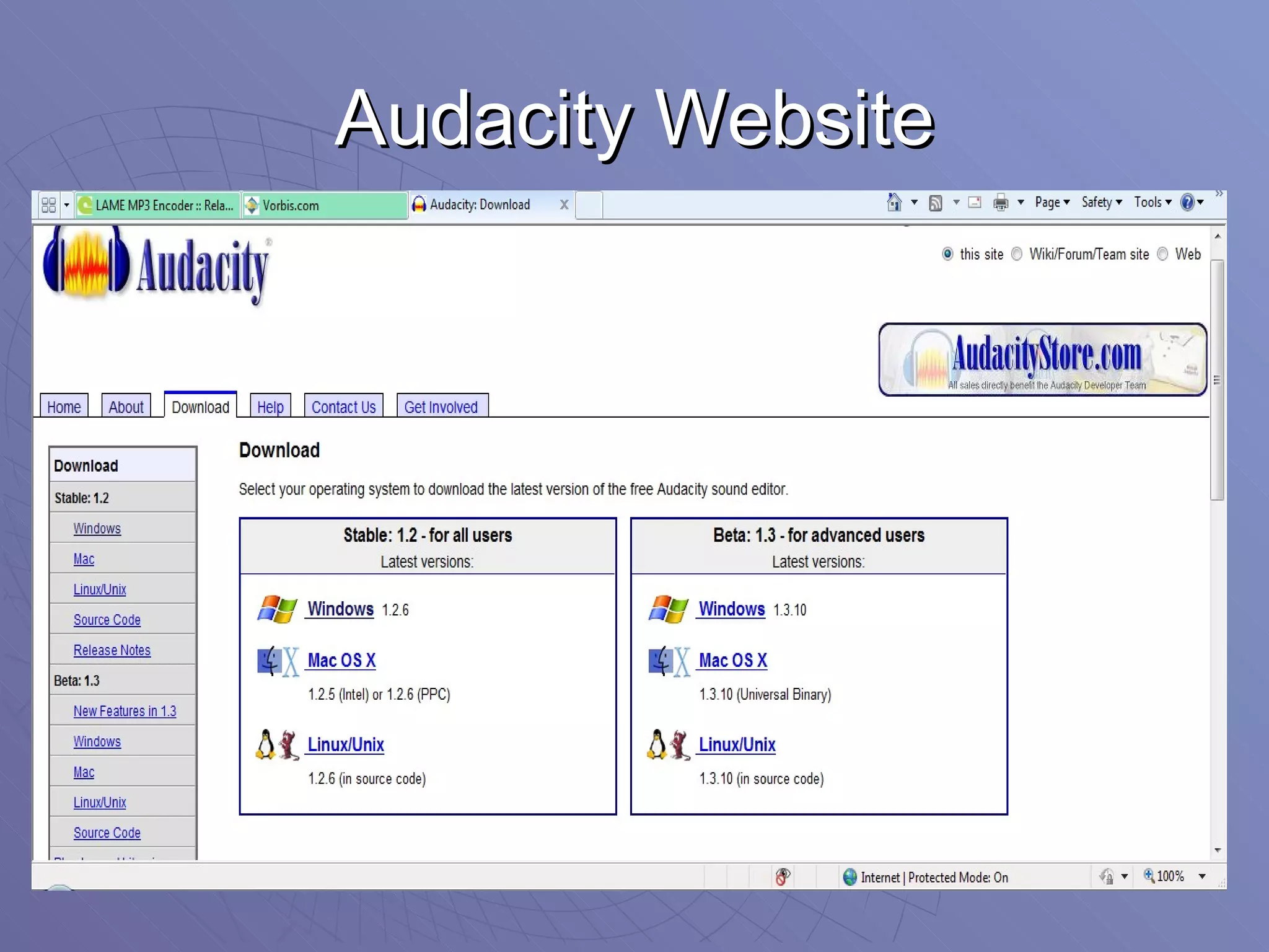 Audacity Website 