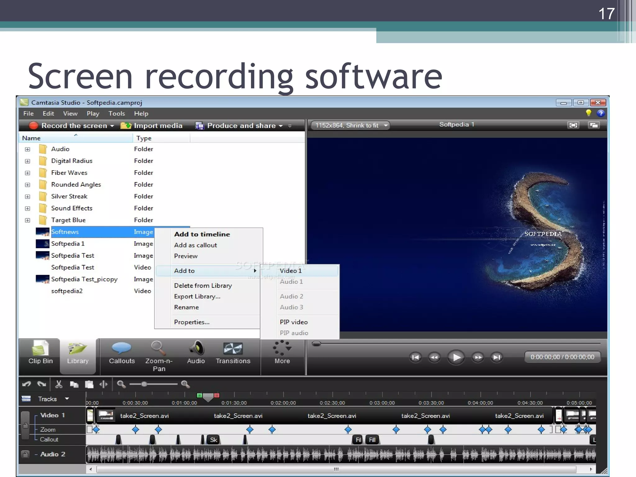 17



Screen recording software
 