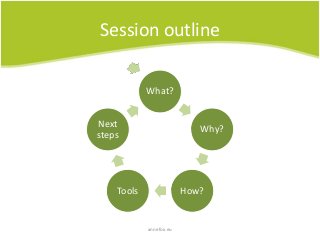 Session outline
annefox.eu
What?
Why?
How?Tools
Next
steps
 