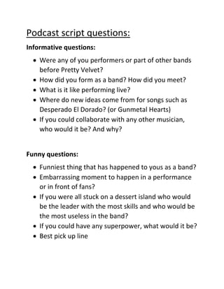 Podcast script questions.docx........... | DOCX
