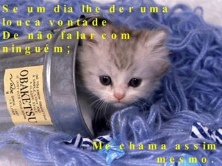 Me chama assim mesmo. Prometo ficar bem quietinho. Se um dia lhe der uma louca vontade De não falar com ninguém;