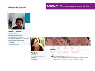 PODEMOS. Dinámicas comunicacionalesLideres de opinión
 