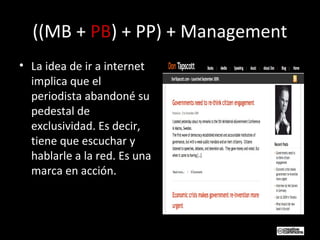 ((MB + PB) + PP) + Management
• La definición de productos
paralelos se refiere a contenidos
originales y que no canibalic...