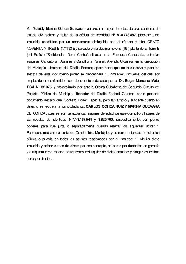Poder especial para vender inmuebles