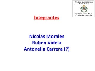 Integrantes


  Nicolás Morales
   Rubén Videla
Antonella Carrera (?)
 