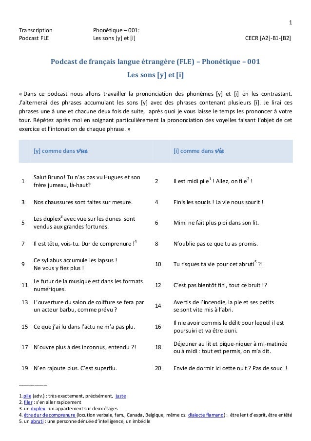 Phonétique Du Français Les Sons Y Et I