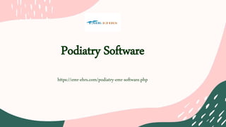 Podiatry Software
https://emr-ehrs.com/podiatry-emr-software.php
 