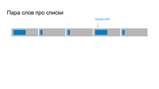 Пара слов про списки
reuse cell
 