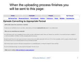 When the uploading process finishes you will be sent to this page: 