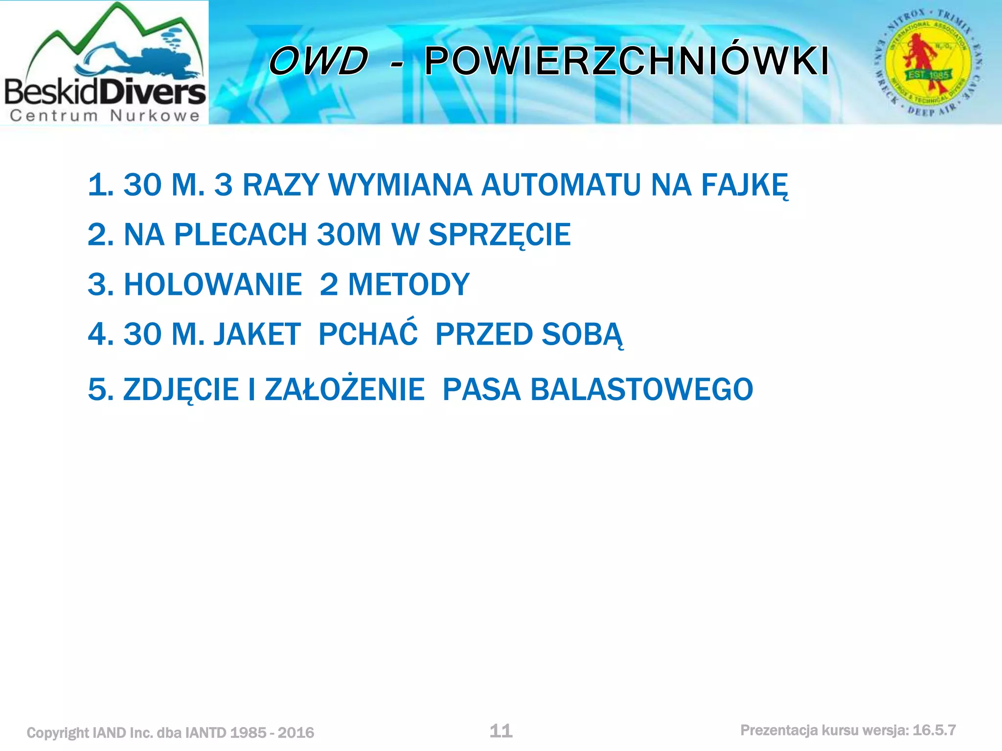 Podstawowy kurs nurkowy owd prezentacja beskiddivers