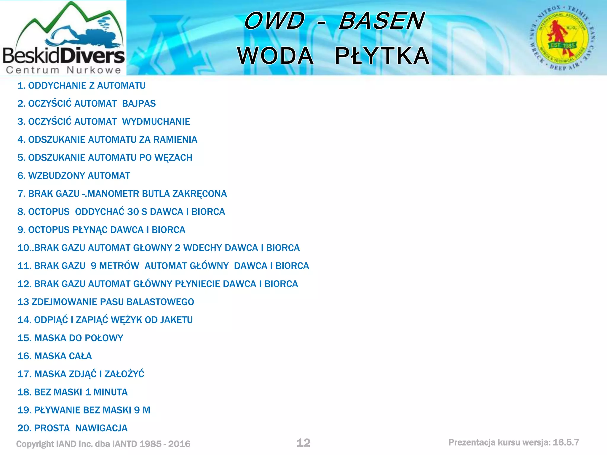 Podstawowy kurs nurkowy owd prezentacja beskiddivers