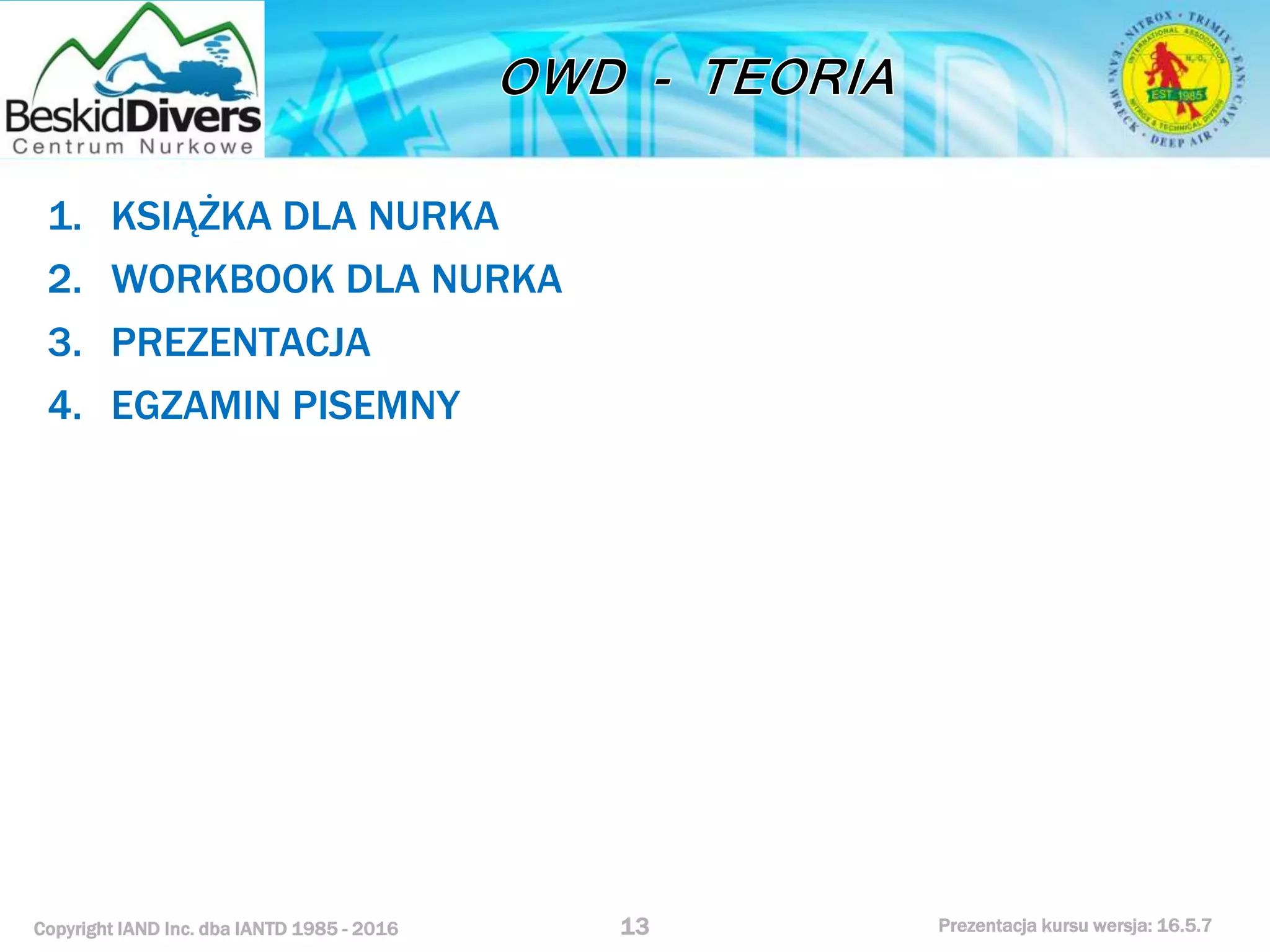 Podstawowy kurs nurkowy owd prezentacja beskiddivers