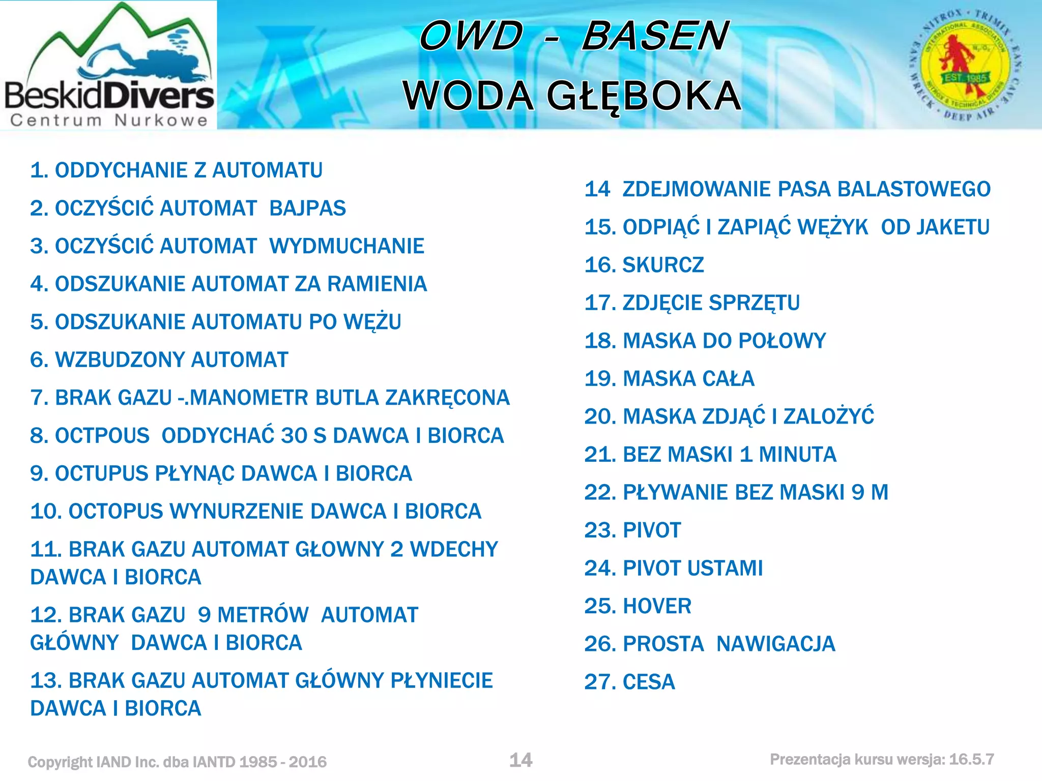 Podstawowy kurs nurkowy owd prezentacja beskiddivers
